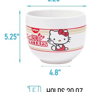 Hello Kitty Nissin Ceramic Ramen Bowl with Chopsticks, 20 Ounces